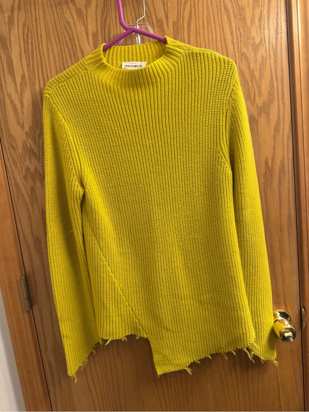 For The Republic Bright Yellow Ribbed Crewneck Sweater